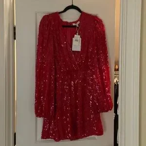 Wayf Red Sequin Mini Dress
